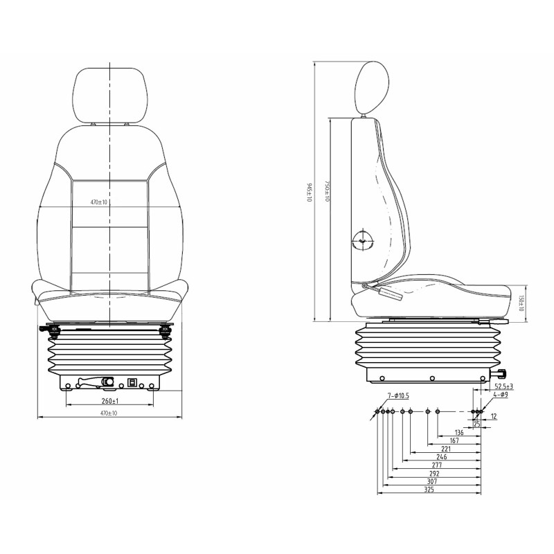UnitedSeats Tractor Seat CS85/C2 PRO - 2Tone